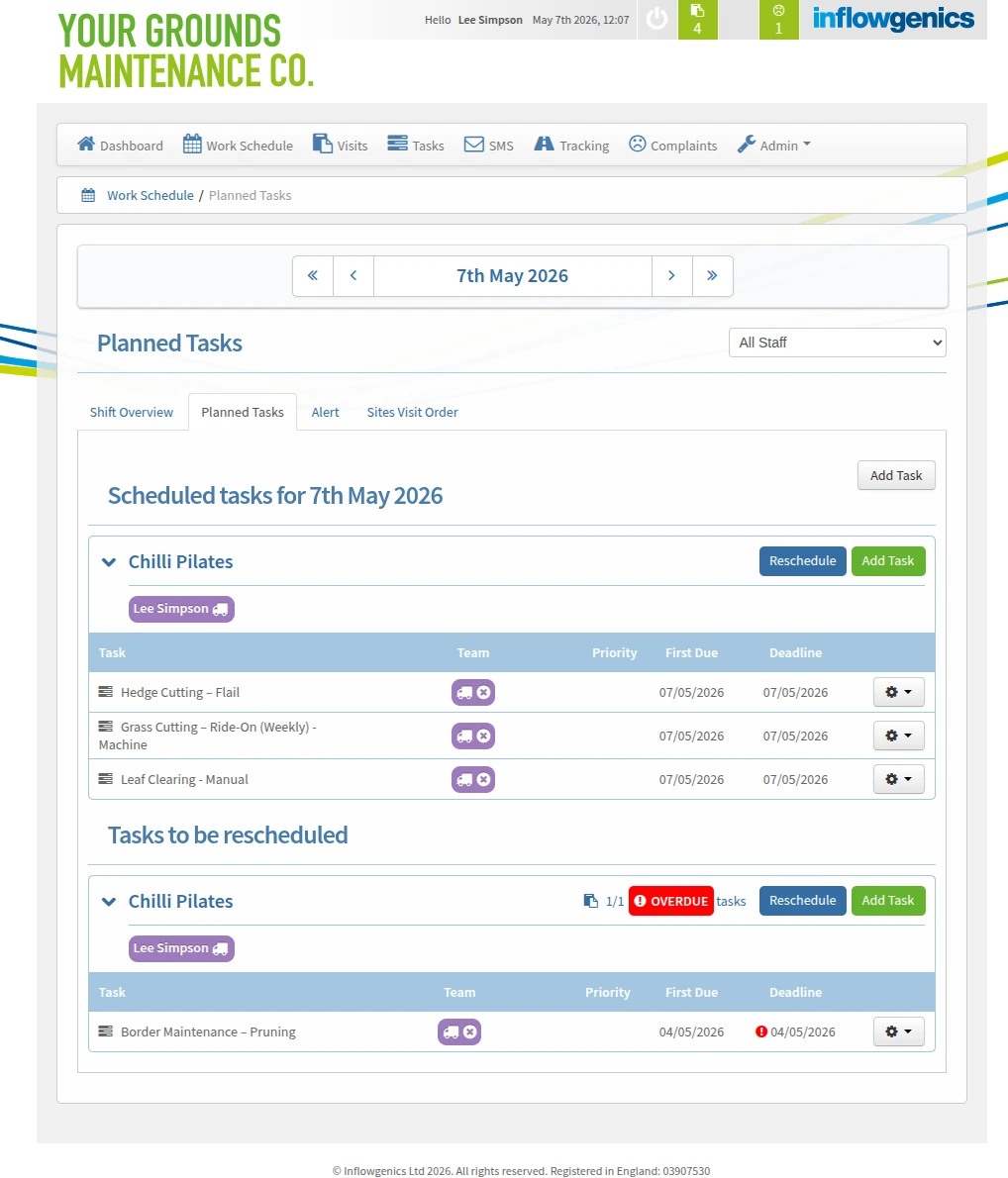 Planned Tasks - Your Grounds Maintenance Co.