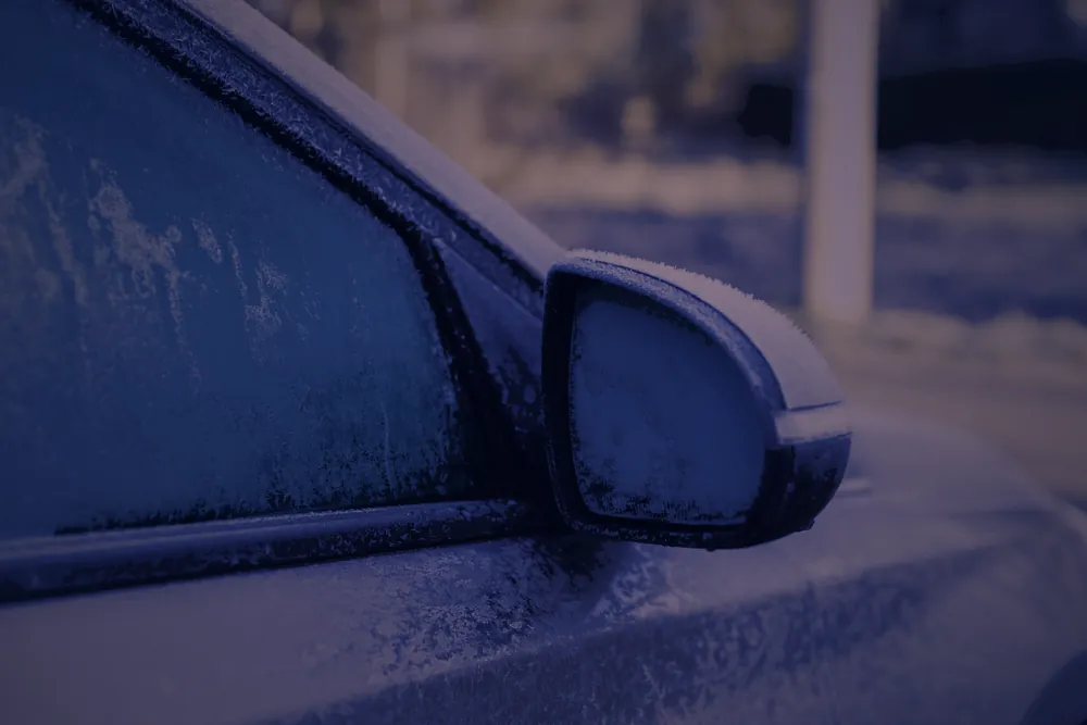 Frosted windscreen at first light
